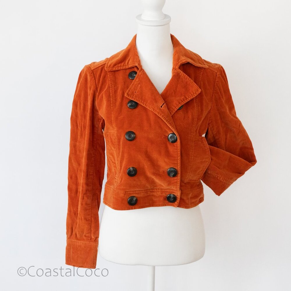Rafaella Corduroy Cropped Jacket 8P Burnt Orange Fall Casual Warm Academia Rust